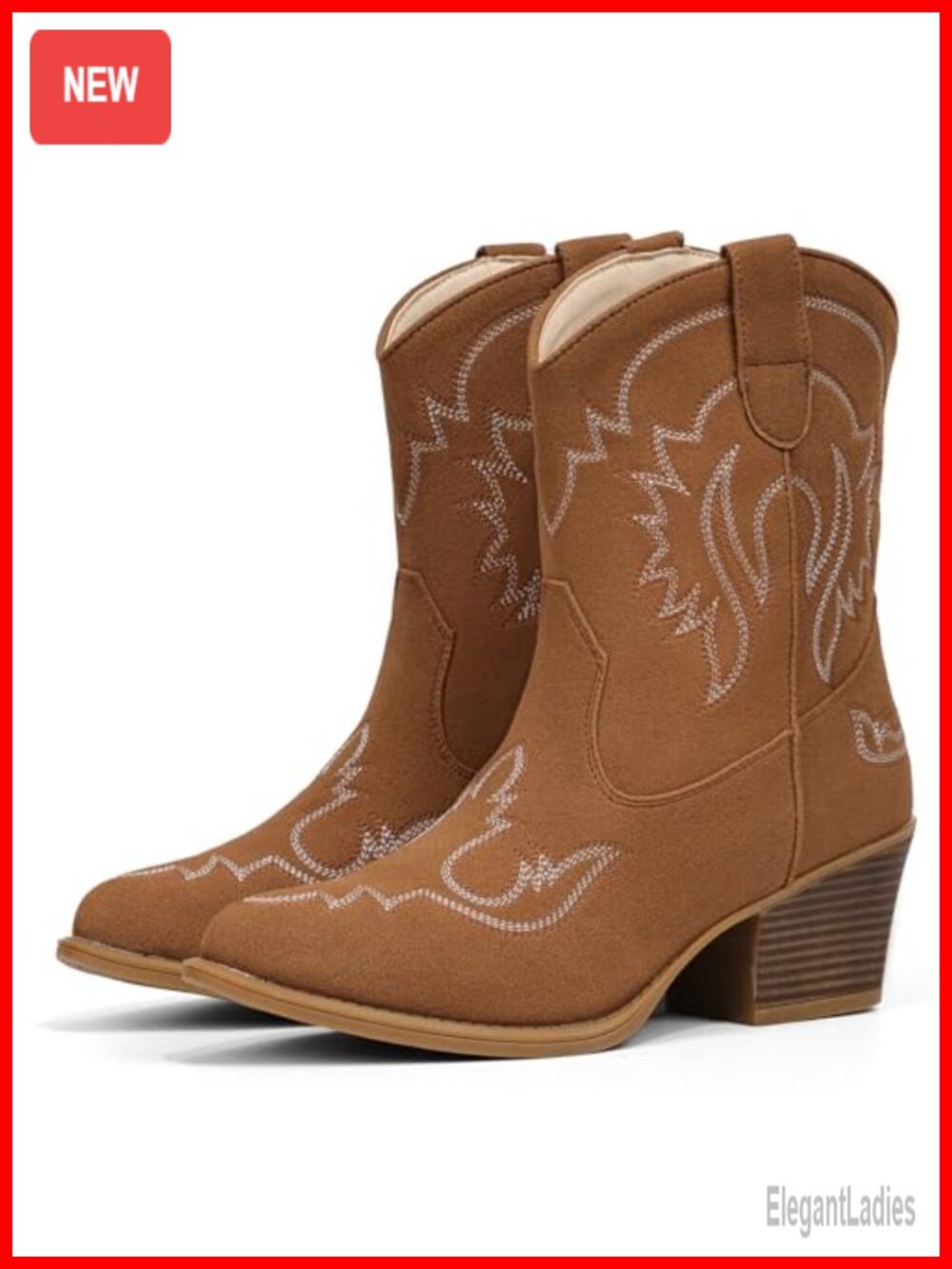 Cowboy Ankle Boots Pointed Toe Vegan Leather Western Booties